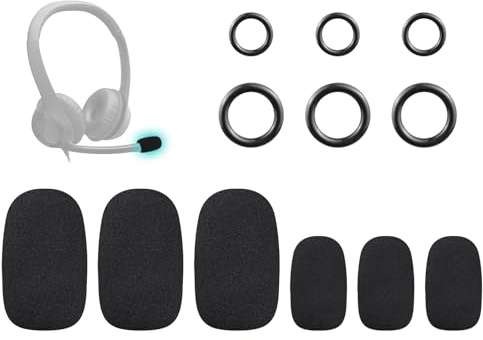 SOULWIT Copri Microfono per Logitech Cuffie - Nero (3 Piccoli + 3 Grandi) | per Logitech H390/G432/G733, G/H/G Pro/Zone Serie Cuffie