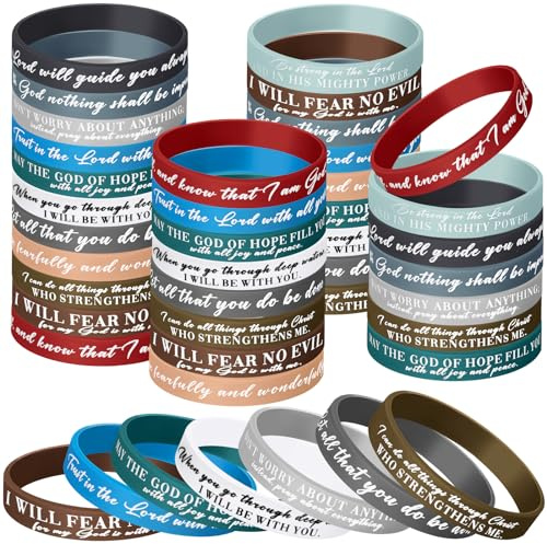 Ecation Silikon-Armbänder mit Bibelversen, inspirierend, motivierend, Zitat, christliche Armbänder für Damen und Herren, Oster-Partygeschenke (klassische Farbe), 300 Stück