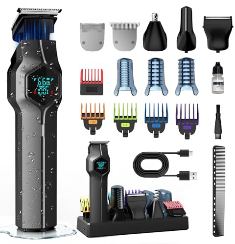 TRIMX Beard Trimmer for Men, Magnetic Snap-on Replacement Heads, Gray