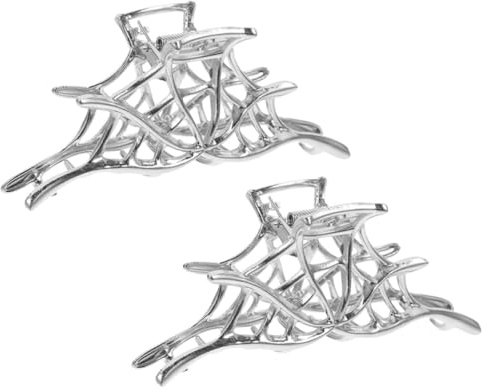 Healifty 2pcs Silver Zinc Alloy Spiderweb Claw Clips Hair Jaw Clamps with Strong Hold, Simple and Easy to Use, Not Easy to Deform or Damage, for Daily Life and Occasions