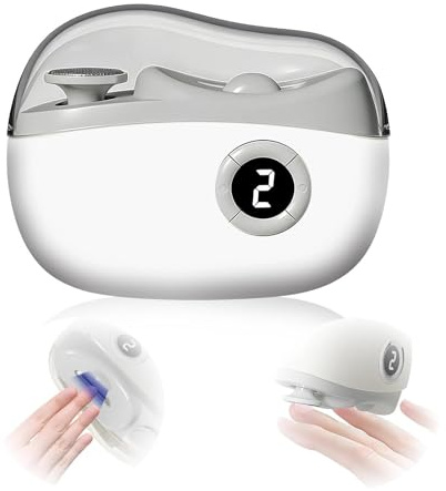 ONGNIUU Coupe-ongles électrique, 2026 Nouveau Coupe-ongles 3-en-1 Automatique, Polisseur intégré, Compartiment de Rangement et LED. 3 Vitesses, 40 dB, Rechargeable. Pour Bébés, Enfants, Adultes