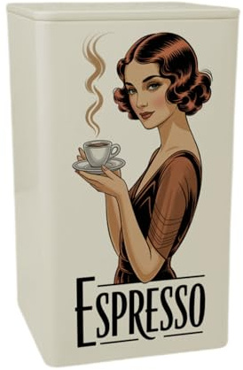 speecheese Dose 900ml Vintage Frau trinkt Espresso im Art Deco Stil | lustige für Retro-Fans