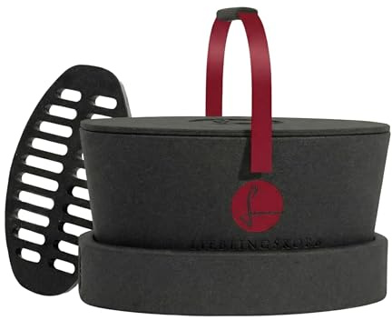 LIEBLINGSKORB Original black weinrot - inkl. Deckel, Einlegeboden und Transportring - ultraleichter, kippsicherer & formstabiler Einkaufskorb - Made in Germany - thermoisolierend & abwaschbar