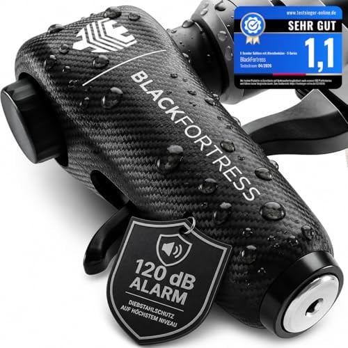 BLACKFORTRESS E Scooter Schloss & Fahrrad Schloss mit 120dB Alarmfunktion Diebstahlsicher Wasserdicht | E-scooter Zubehör Smart Lock E Roller Schloss Accessories Gadget Ebike hohe Sicherheit