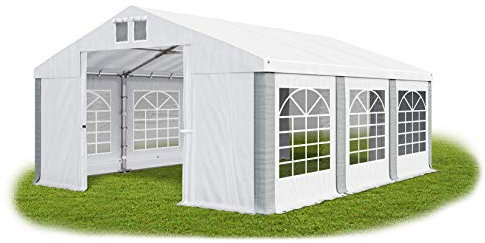 Das Company Partyzelt 4x6m wasserdicht weiß-grau Zelt 560g/m² PVC Plane ganzjährig Gartenzelt Winter ISD