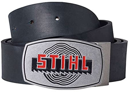 Stihl Gürtel Farbe Schwarz, Gürtel 100% Leder, Schnalle aus Metall, Länge 120 cm, Höhe 4 cm