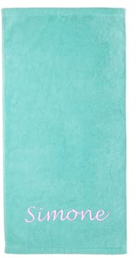 S< XXL Strandtuch personalisiert - 100x200 - Saunatuch - 100% Baumwolle - Stickerei - Strandtuch mit Name Bestickt (Mint)