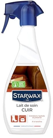 STARWAX - Lait de soin pour cuir - entretient, hydrate et préserve - à la lanoline - Pulvérisateur 500ml - sans rinçage - Fabrication Française - Pratique et facile d'utilisation