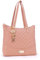 Catwalk Collection Handbags - Sac Porté Èpaule Femme Cuir - Sac Cabas Matelassé - Sac Fourre Tout Fermeture Éclair - Grand/Moyen - SOFIA - Rose Or