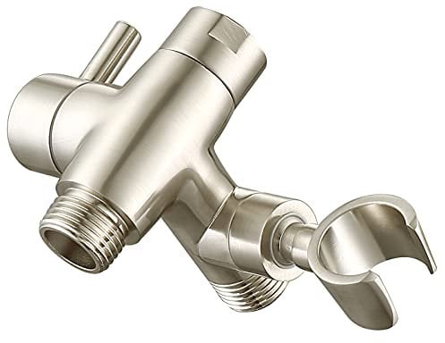 G-Promise Massiver Metall Duscharm Umsteller mit Handbrause Halterung für Handbrause und festen Sprühkopf - G 1/2 3-Wege Badezimmer Universal Duschsystem Ersatzteil (Gebürstetes Nickel)