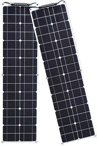 Modulo Solare Fotovoltaico Flessibile 100W 12V 2 pezzi Kit Pannello Solare 50W Caricabatterie Solare Monocristallino con Connessione PV per caravan, case mobili e batterie 12V(2 * 50W)
