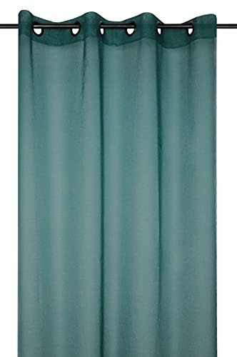 Stof - Voile Monna avec Œillets pour Salon ou Chambre - Taille 135 x 260 Emeraude - Voile pour Fenêtre ou Dressing - Garantira Votre Intimité - Décoration - Idéal pour Maison