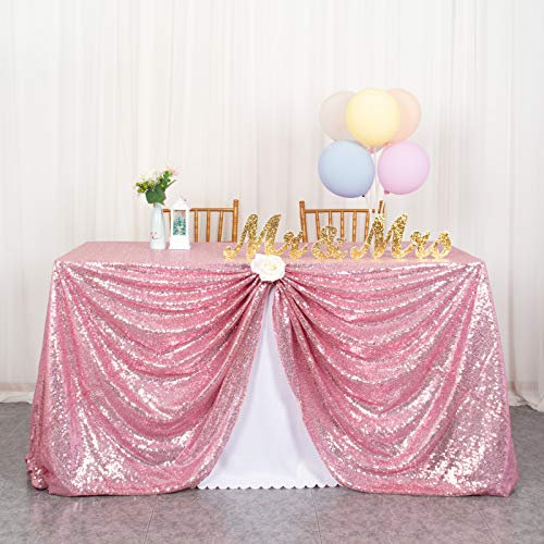 ShinyBeauty Pailletten Tischdecke Roségold 60x102-Zoll Rechteck Tischdecken Rose Pink Hochzeit Tischdecke Geburtstag Tischdecke Glitter Tischdecke für Wohnkultur (150 x 260 cm, Rosa Gold)