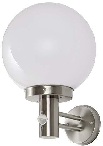 Maxkomfort Klassische Außenleuchte mit Bewegungsmelder Wandleuchte Außenwandleuchte Wandlampe Gartenleuchte Edelstahl E27 IP44 V2A-Edelstahl 120° Erfassungswinkel 270B1