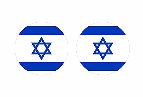 Akachafactory 2 x Aufkleber, rund, Motiv: israelische Flagge