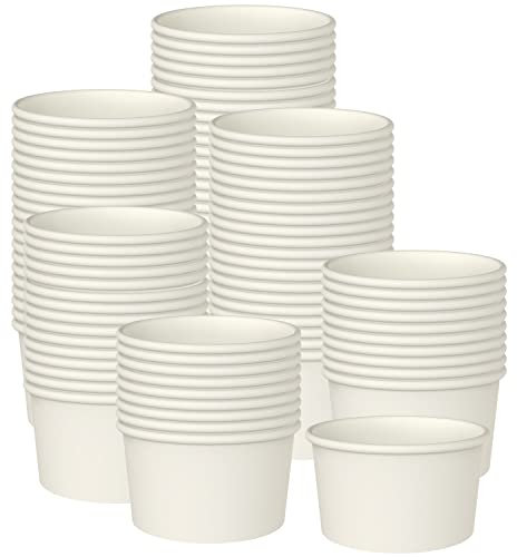 100 Pcs 8 Ounce Paper Ice Cream Cups Disposable Dessert Bowls for Hot or Cold Food, Sundae, Frozen Yogurt, Soup, White
