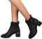 Minetom Damen Pumps Schuhe Elegant Spitze Blumen Blockabsatz rutschfest Mesh Strass Abend Party Braut Schuhe A Schwarz 37 EU