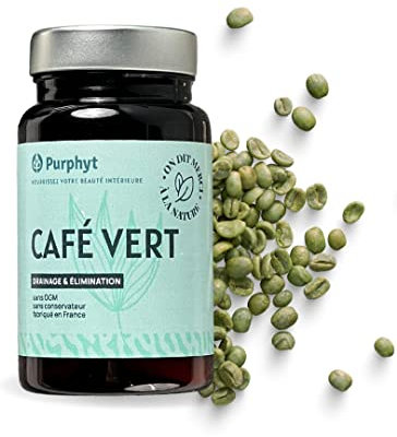 Café Vert Pur - 60 gélules 455mg - Gamme Detox - Active la Combustion des Graisses - sans OGM - sans Sucre - 100% Naturel - Sport Rééquilibrage Alimentaire - Purphyt