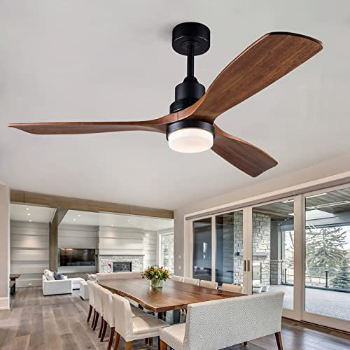 ZASTION Ceiling Fans with Lights Remote Control,Indoor Outdoor Wood Ceiling Fan with 3 Blade for Patio Living Room, Bedroom, Office, Summer House, Etc