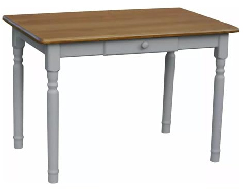 k koma Grau Esstisch mit Schublade Küchentisch Tisch Kiefer Holz Landhausstil - NEU Eiche (80 x 120)