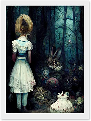 Doppelganger33 LTD Alice In Wonderland Fantasy Forest Friends Artwork Framed Wall Art Print A4