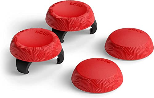 SCUF Griffe für Steuerknüppel - 4er Pack mit 2 Sockeln - Tactic - Joystick-Daumengriffe Für Xbox One und Xbox Serie X|S, PS4, PS5, Nintendo Switch Profi-Controller - Rot