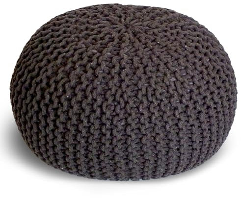 casamia Pouf Ø 55 o. 45 cm Strickhocker Sitzpouf Bodenkissen für Innen Indoor Größe ø 55 cm, Farbe braun