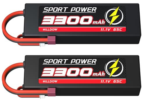 Hilldow 3S LiPo Akku 11,1V 65C 3300mAh RC Batterie mit Deans T Stecker Hardcase Lipo Battery für RC Autos LKW Buggy Boo (M29)