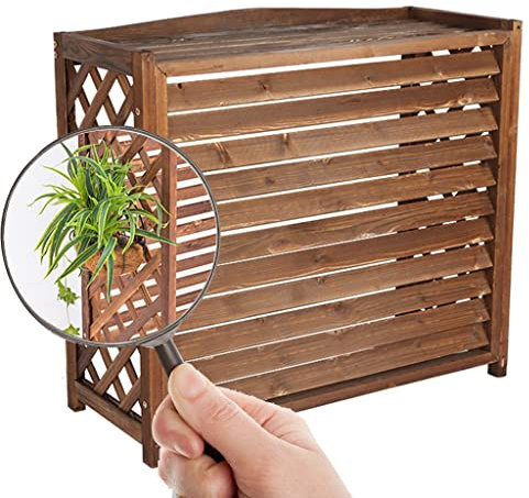 Cache Climatiseur en Bois Massif, Étagère De Support De Fleur De Couverture De Climatiseur, Enceinte Autoportante pour Poubelle, Pompe À Chaleur, Confidentialité/Masquer (Size : 85x35x75cm)