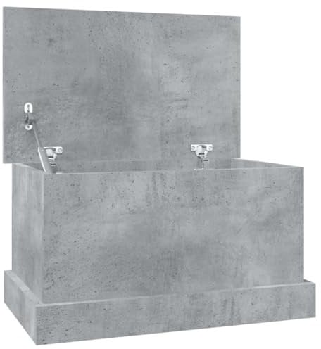 vidaXL Truhe, Aufbewahrungsbox mit Deckel, Auflagenbox Kiste mit Stauraum, Kissenbox Werkzeugkasten Spielzeugtruhe, Betongrau Holzwerkstoff