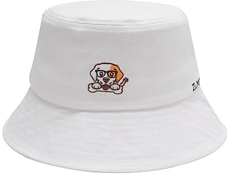 ZLYC Männer Frauen Sommer Fischerhüte Obst Hut, Weißer Hund, One Size