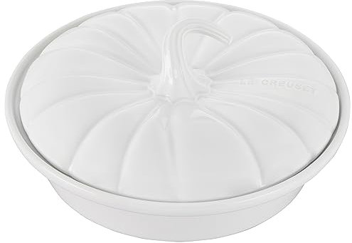LE CREUSET Le Creuset Stoneware Figural Pumpkin Baker with Lid, 9, White