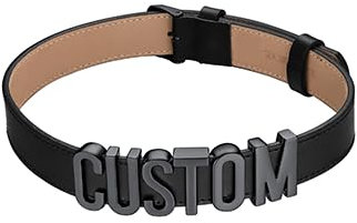 U7 Damen Choker Leder Halsband bdsm Lederhalskette Toys Personalisiert Namenkette mit schwarz Buchstaben/Zahlen/Zeichen Charm DIY Necklace Emo Accessories Modeschmuck für Frauen Mädchen