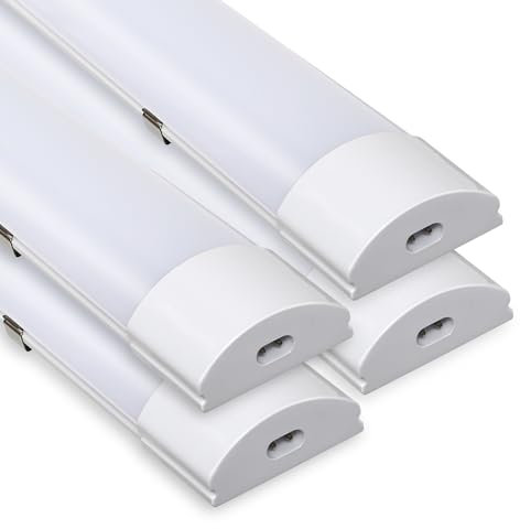 Sonnewelt LED Feuchtraumleuchte 60cm 4er 4000K Neutralweiß 18W IP65 Wasserfest Röhre Werkstattlampe Röhrenlampe Komplett Wannenleuchte Leuchte für Garage Keller Büro Warenhaus