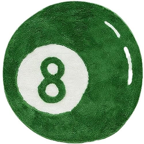 GImLy Simulation Billard 8 Ball Teppich Rund rutschfest Beflockt Bodenteppich Fußmatte Für Wohnzimmer Esszimmer Schlafzimmer Dekoration Acht Ball Teppich,003,80cmx80cm