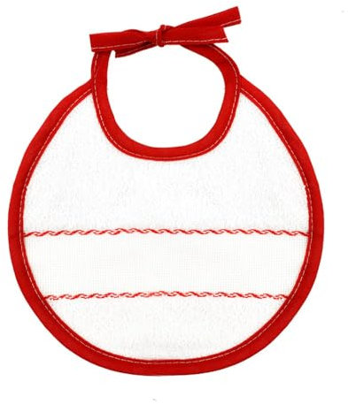 Bubabù Lätzchen aus Corelio, Durchmesser 20 cm, mit Schnürung, Weihnachts-Lätzchen zum Besticken, Weiß und Rot., Einheitsgröße