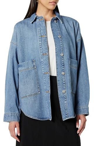 The Drop Pilar - Giacca lunga da donna, in jeans, indaco medio, M