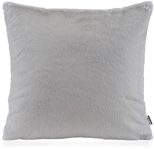 HOCK Plushy Kissen inkl. Füllung 45x45cm Fake Fur Fellkissen Größen (45x45cm, Hellgrau)
