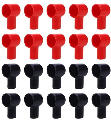Lot de 20 housses de bornes de batterie, capuchons de protection flexibles, housses de terminaux de batterie positif et négatif, batterie terminal coque en plastique isolant pour voiture, rouge + noir