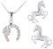 FIVE-D Anhänger mit Kette Kinderohrringe Pony Pferd 925 Silber im Schmucketui (Pferd-Hufeisen)