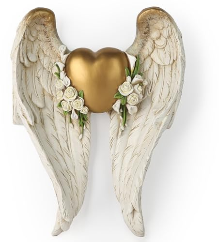 BC Home Décor Engelsflügel-Dekor für Wand, Herz und Calla, Dekorationen für Hochzeit, Wächter und Liebe, Skulptur für Sie selbst, Engelsgeschenk für sie, 20 cm hoch, handgefertigt von Buildclassic