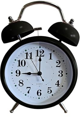 LEDSone Nachttischwecker mit Zwei Glocken, batteriebetrieben, Kleiner, moderner, Nicht tickender Nachttischwecker mit Nachtlicht (Stil 10)