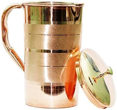 TreegoArt Carafe à eau en cuivre pur avec finition lisse au toucher argenté pour la cuisine – 1500 ml, Copper_Jug_12