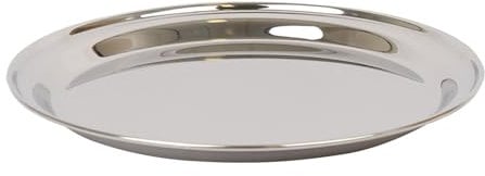 Argon Tableware 30cm Serving Platter - Stainless Steel Chrome Dinner Tray Round Tray Plate Medium Appetizer Serving Dishes for Party, Events, Table Service, Snack Platters