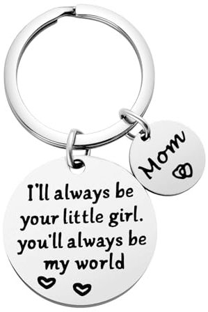 WATEFOER Muttertagsgeschenke von Tochter, doppelseitiger Schlüsselanhänger I'll Always Be Your Little Girl, You Will Always Be My World für Mutter Geburtstagsgeschenke