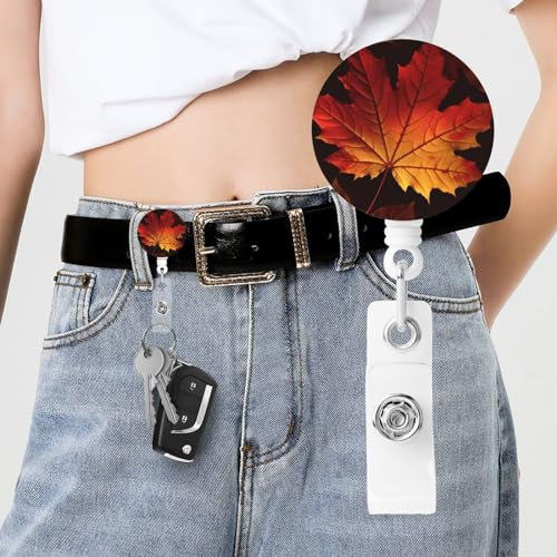 Enrouleurs de badges rétractables pour carte d'identité, nom, feuilles d'automne et d'automne, infirmière, porte-carte