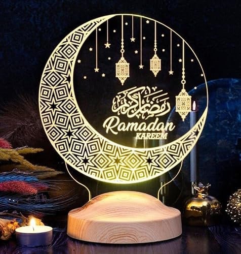 Ramadan Deko Islamische Eid Mubarak Dekoration 3D Led Lampe Geschenk für Freunde (Ramadan Kareem)