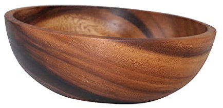 CIYODO Holzschüssel Aus Vollholz 20x7,5cm Handgeschliffen Vielseitige Salatschüssel Für Haushalt Und Küche Natürliche Holzstruktur