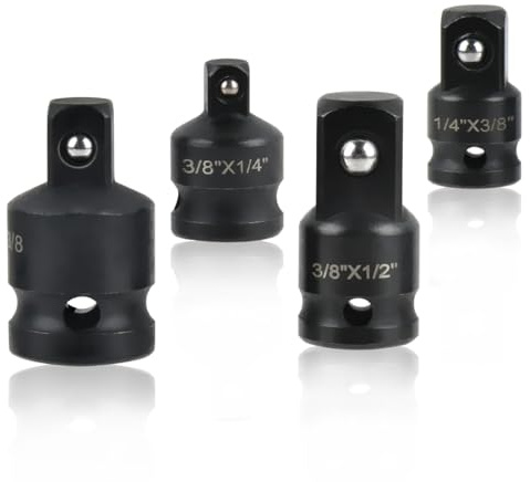 BATINO 4 Stück Stecknussadapter Adapter Satz Adapter 3/8 auf 1/2 zoll, 1/4 auf 3/8, 3/8 auf 1/4, 1/2 auf 3/8 Zoll Schlagschrauber-Adapter, Winkeladapter Stecknuss SteckschlüSsel-Adapter Ratschen