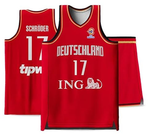 #17 Dennis Schröder Basketball Trikots mit Shorts für Babys Kinder Basketball Fans,Rot-5XL